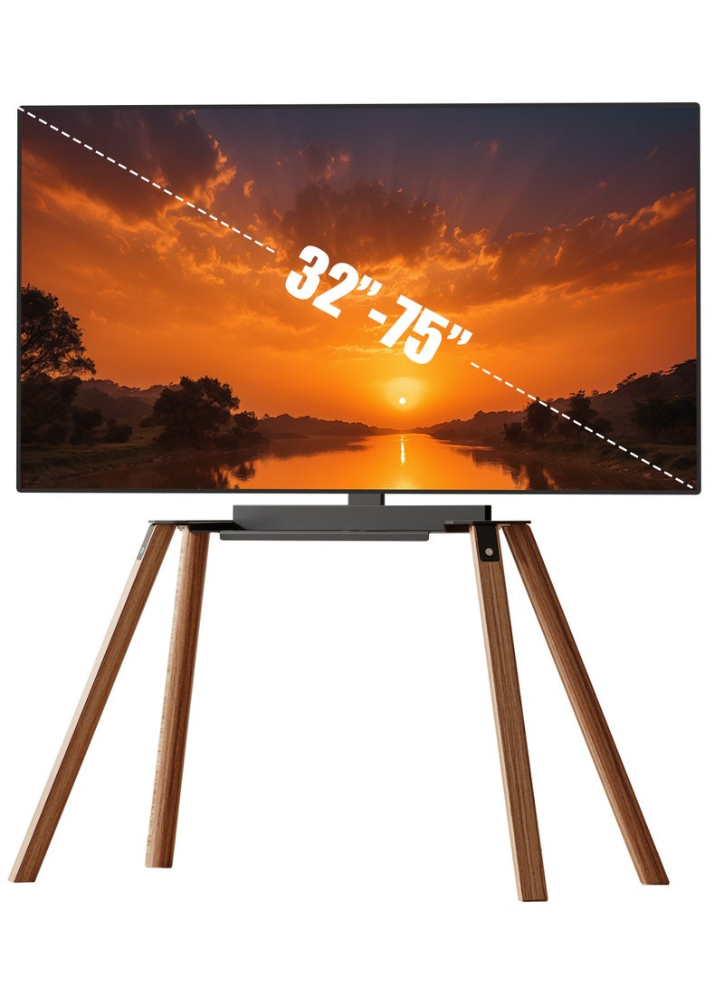 Chulovs Easel TV Stand for 32-75 inch LCD LED Flat, Height Adjustable Tripod TV Floor Stand with Wood Legs - Image 1